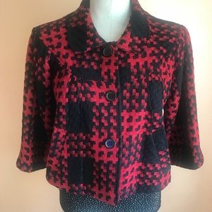 Cropped red and black blazer